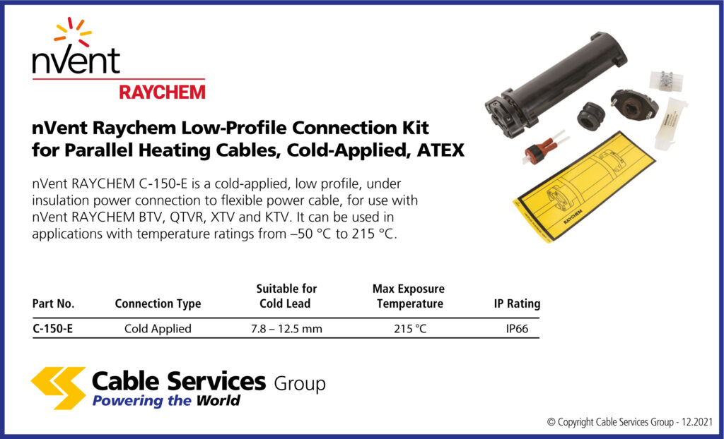 nVent Raychem LowProfile Connection Kit for Parallel Heating Cables, ColdApplied, ATEX Cable