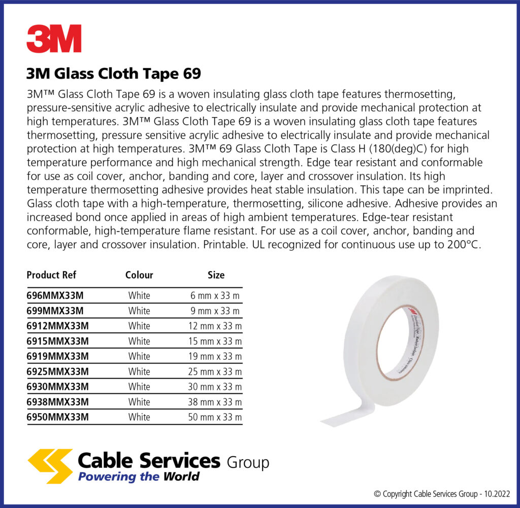 3M Glass Cloth Tape 69 Cable Services