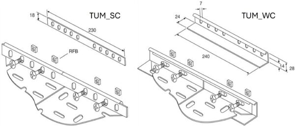 Unistrut Straight Couplers and  Wraparound Couplers