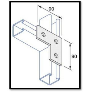 Unistrut 3-Hole Right Angle, Flat Plate Fitting