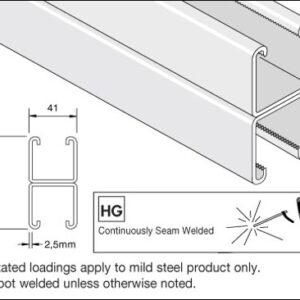 Unistrut Deep Plain Back to Back Channel 83 x 41mm