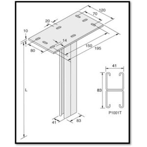 Unistrut HBH Plain 83 x 41mm Back to Back (Double) Vertical Supports