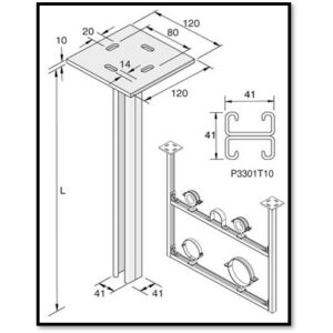 Unistrut HBLD Plain 41 x 41mm Back to Back (Double) Vertical Supports