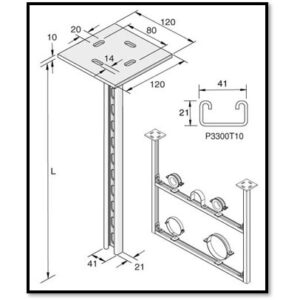Unistrut HBL Slotted 41 x 21mm Vertical Support