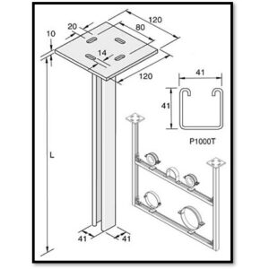 Unistrut HBM Plain 41 x 41mm Vertical Supports