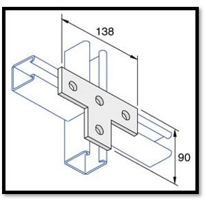 Unistrut P1031 T-Shaped 4-Hole, Flat Plate Fittings