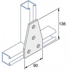 Unistrut P1358 4-Hole, Shaped 'T' Flat Plate Fittings