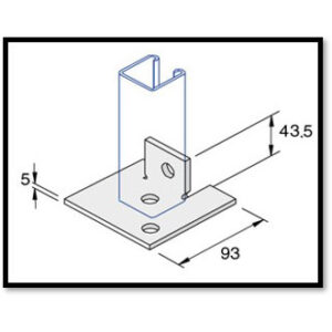 Unistrut P2072-S2 - 2+1 Hole Base Plate