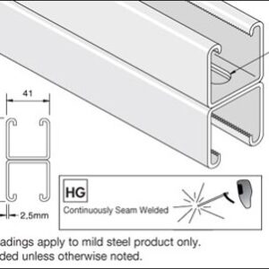 Unistrut Slotted Slotted Back to Back Channel 83 x 41mm