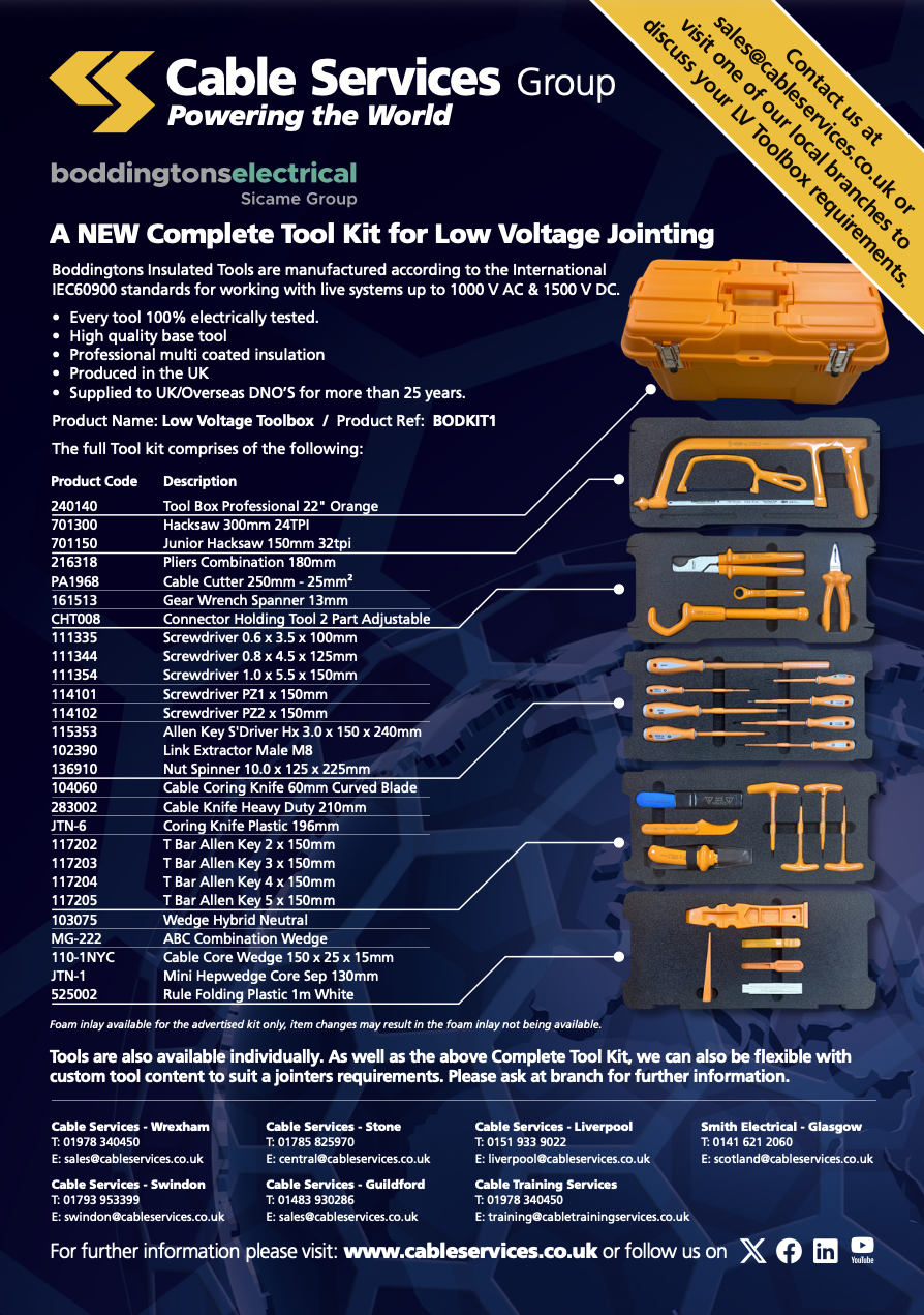 Boddingtons Complete Tool Kit for Low Voltage Jointing